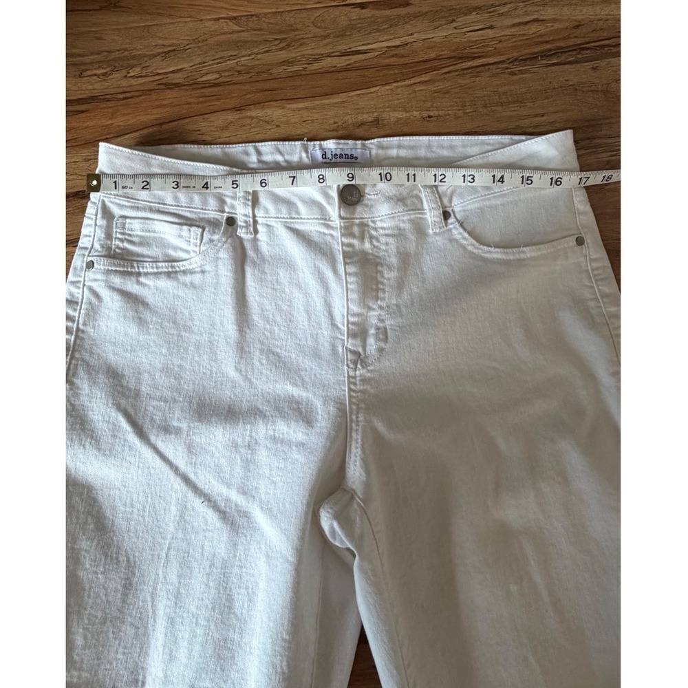 d.jeans Womens White Straight Leg Denim Jeans Size 12 Stretch Five Pocket - Picture 7 of 9